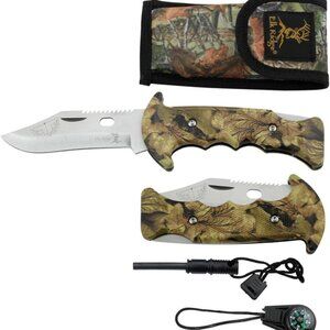 Elk Ridge ER-113CA Survival Rescue Bowie Lockback Knife w/ Compass,SURVIVAL KIT!